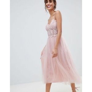 NWT ASOS Lace Cami Top Tulle Midi Dress